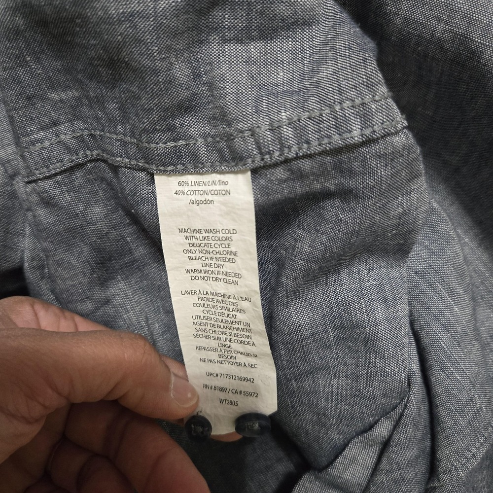 Café Luna Shirt‎ Mens 3XL Gray Linen Cotton Short Sleeve Button Up Casual Summer - Picture 5 of 7